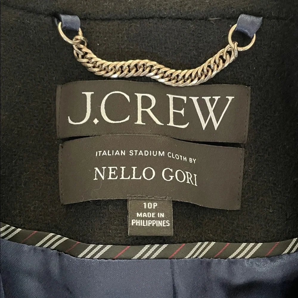 J. Crew Warwick Topcoat Italian Stadium Cloth Nello Gori Wool Blend 10 Petite - Picture 2 of 11